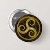 Celtic Decorative Gold Triskele Symbol Button (Vorne & Hinten)