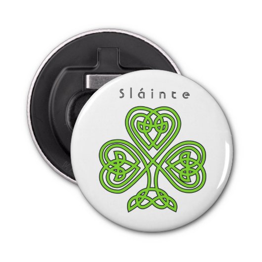 Celtic Design Kleeblatt St. Patrick's Day Slainte Flaschenöffner (Vorderseite)