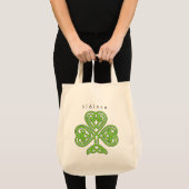 Celtic Design Kleeblatt St. Patrick's Day Slainte Tragetasche (Vorderseite (Produkt))
