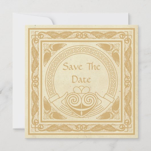Celtic Design mit Claddagh Wedding speichern Sie d Save The Date (Vorderseite)