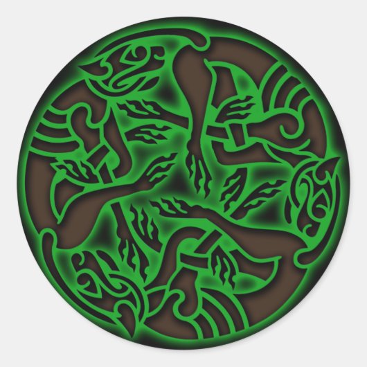 Celtic Dog Chase Runder Aufkleber (Vorderseite)