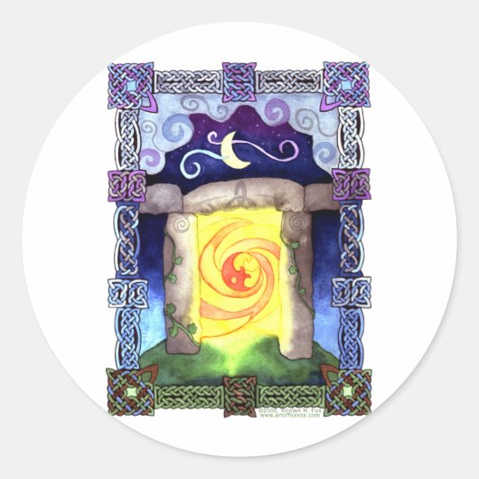 Celtic Doorway Runder Aufkleber (Vorderseite)