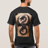 Celtic Dragon Elegante in Minimalistischer Schwarz T-Shirt (Rückseite)
