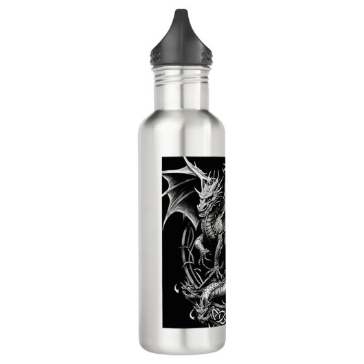 Celtic Dragon Elegante: Schwarz & Grau Abstrakte T Edelstahlflasche (Links)