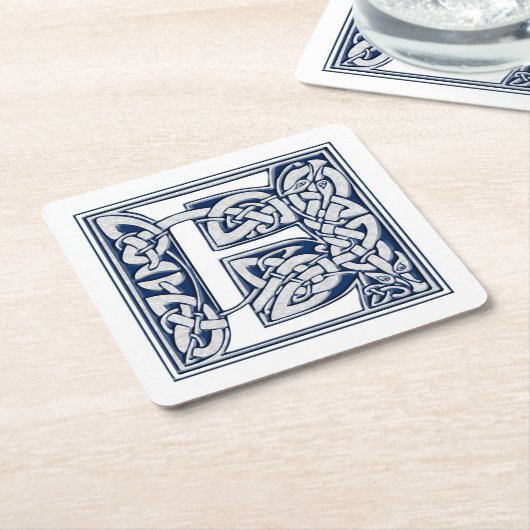 Celtic Dragon Initial E Rechteckiger Pappuntersetzer (angewinkelt)