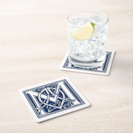 Celtic Dragon Initial M Rechteckiger Pappuntersetzer (Vor Ort)