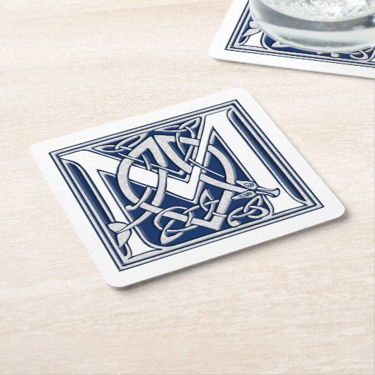 Celtic Dragon Initial M Rechteckiger Pappuntersetzer (angewinkelt)