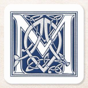 Celtic Dragon Initial M Rechteckiger Pappuntersetzer