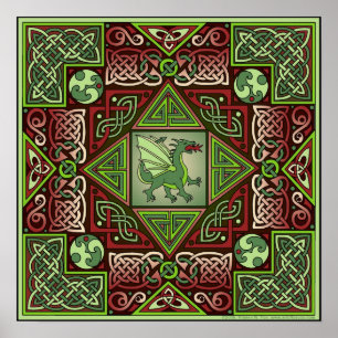 Celtic Dragon Labyrinth Fine Art Poster