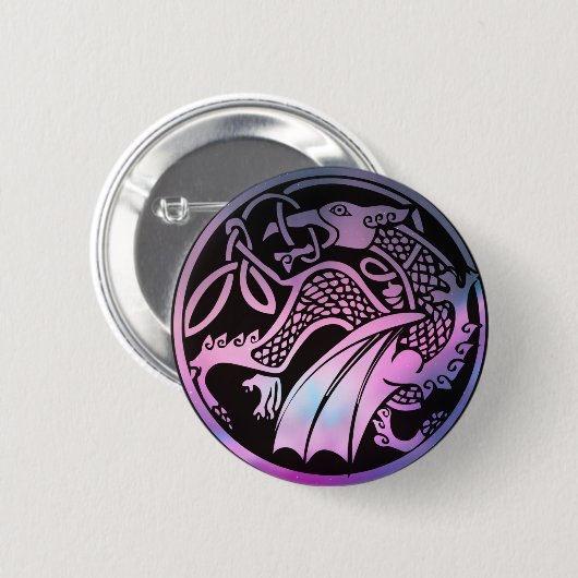 Celtic Dragon Round Button (Vorne & Hinten)