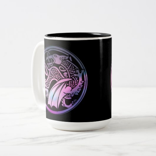 Celtic Dragon Round Coffee Tasse (Vorderseite Links)