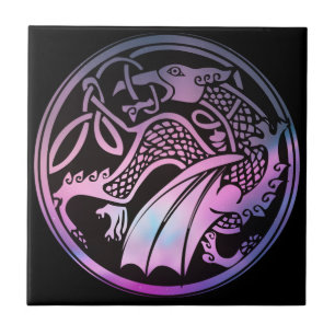 Celtic Dragon Round Fliese