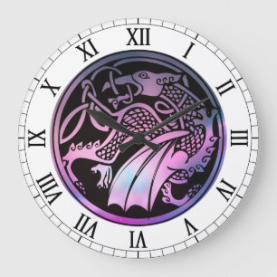Celtic Dragon Round Große Wanduhr