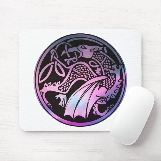 Celtic Dragon Round Mousepad (Mit Mouse)