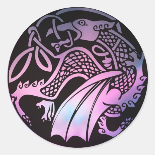 Celtic Dragon Round Runder Aufkleber (Vorderseite)