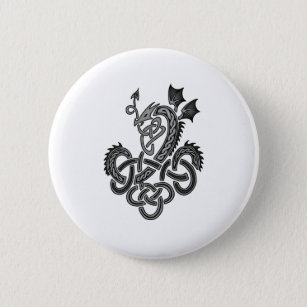 Celtic Dragon - Silver Button