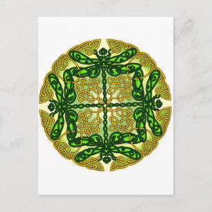 Celtic Dragonflies Green Postkarte