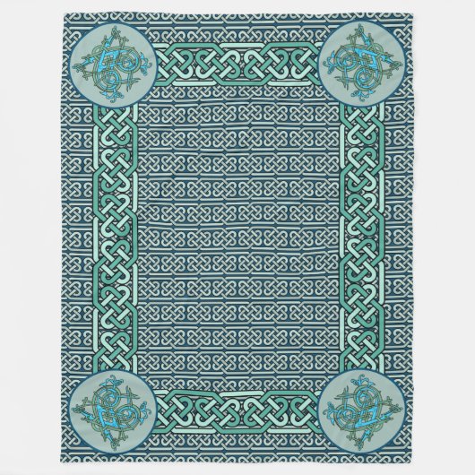 Celtic Dragons Blue Fleecedecke (Vorderseite)