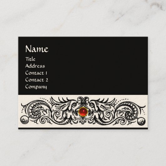 CELTIC DRAGONS MONOGRAM, Schwarz-Weiß, Rot-Ruby Visitenkarte (Vorderseite)