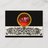 CELTIC DRAGONS MONOGRAM, Schwarz-Weiß, Rot-Ruby Visitenkarte (Rückseite)