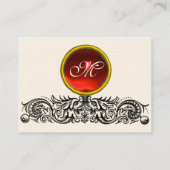 CELTIC DRAGONS MONOGRAM, Schwarz-Weiß, Rot-Ruby Visitenkarte (Rückseite)