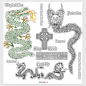 Celtic Dragons Vintag Clear Vinyl Aufkleber (Blatt)