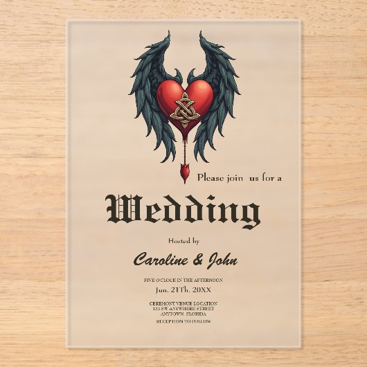 Celtic elegance with a heart and wings. acryleinladungen (Vorderseite)