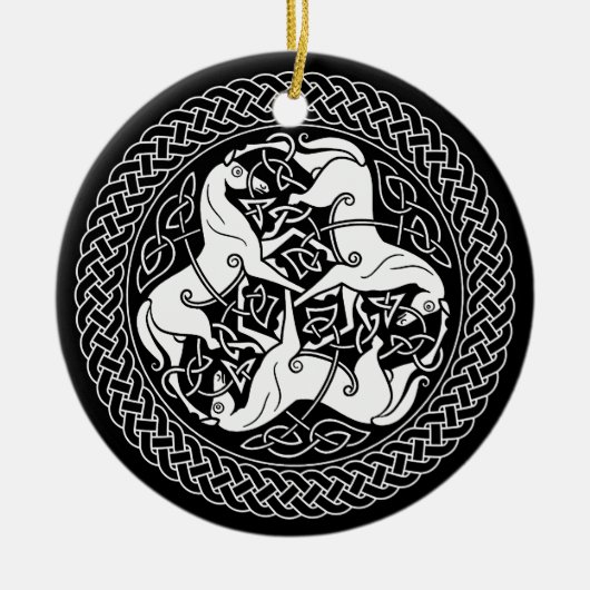 Celtic Epona Knoten mit Pferden Keramik Ornament (Vorne)