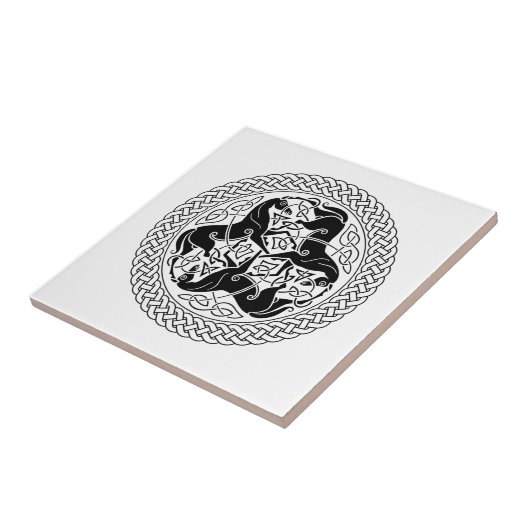 Celtic Epona Knoten-Ring mit Pferden Fliese (Seite)