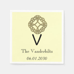 Celtic Eternity Knot Gold Ivory Monogram Wedding Serviette