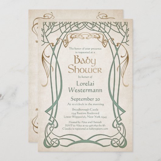 Celtic Fantasy Baby Dusche Einladung (Vorne/Hinten)