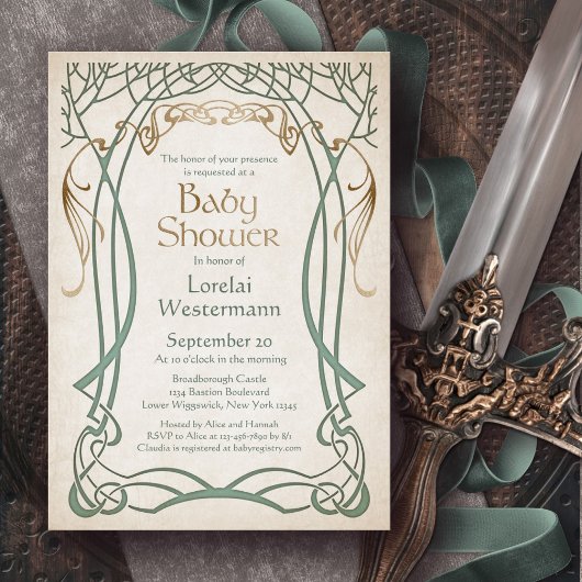 Celtic Fantasy Baby Dusche Einladung