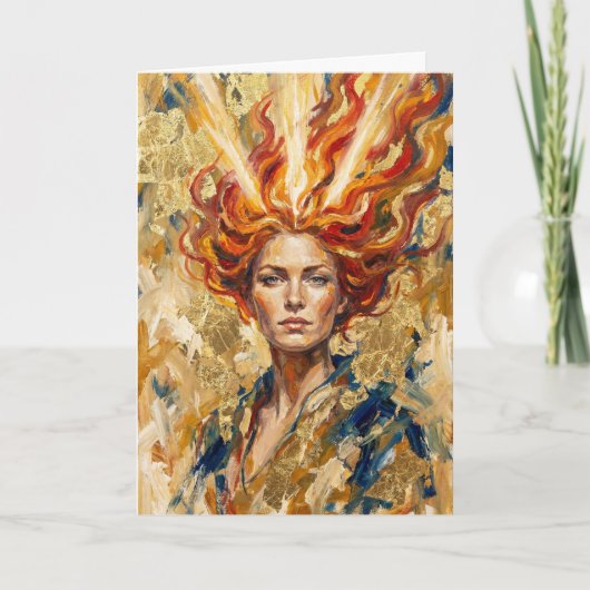 Celtic Fire Goddess Brigid Gold Leaf Fantasy Art Karte (Vorderseite)