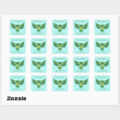Celtic Flight Owl Green Buchzeichen Quadratischer Aufkleber (Blatt)