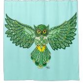 Celtic Flight Owl Green Duschvorhang (Vorderseite)