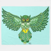 Celtic Flight Owl Green Fleecedecke (Vorderseite (Horizontal))