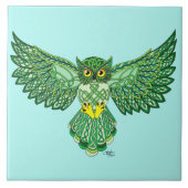 Celtic Flight Owl Green Fliese (Vorderseite)