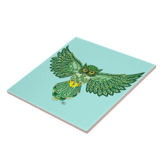 Celtic Flight Owl Green Fliese (Seite)