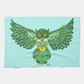 Celtic Flight Owl Green Geschirrtuch (Horizontal)