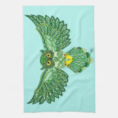 Celtic Flight Owl Green Geschirrtuch (Vertikal)