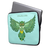 Celtic Flight Owl Green Laptopschutzhülle (Vorderseite Links)
