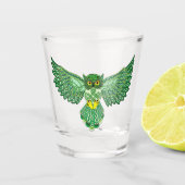 Celtic Flight Owl Green Schnapsglas (Vorderseite)