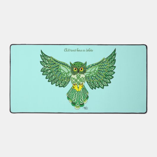 Celtic Flight Owl Green Schreibtischunterlage (Vorderseite)