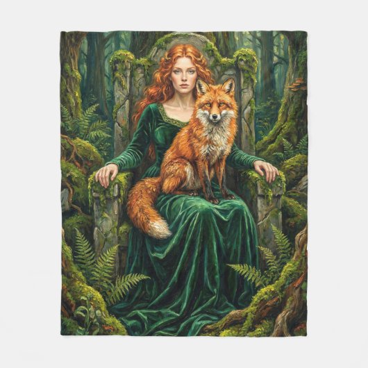Celtic Forest Queen Red Fox Witch Fantasy Art ( Fleecedecke (Vorderseite)