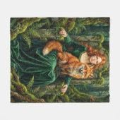 Celtic Forest Queen Red Fox Witch Fantasy Art ( Fleecedecke (Vorderseite (Horizontal))