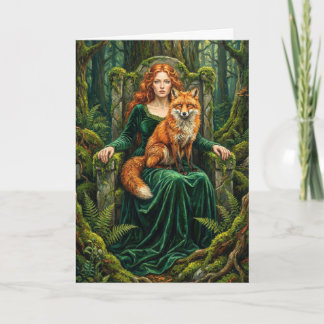 Celtic Forest Queen Red Fox Witch Fantasy Art ( Karte