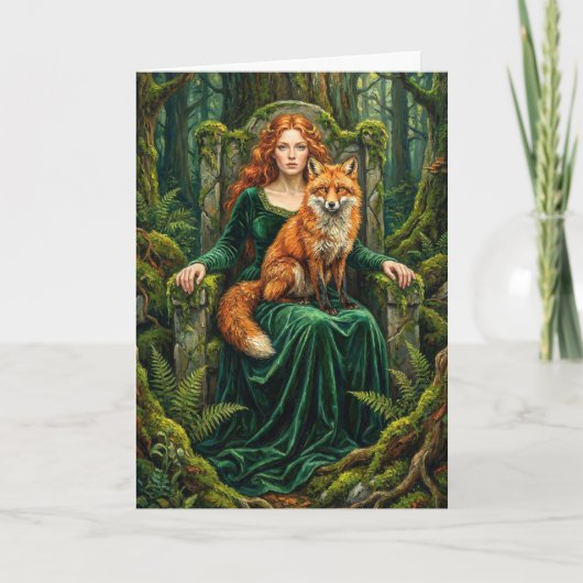 Celtic Forest Queen Red Fox Witch Fantasy Art ( Karte (Vorderseite)