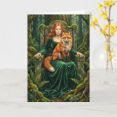 Celtic Forest Queen Red Fox Witch Fantasy Art ( Karte (Gelbe Blume)
