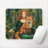 Celtic Forest Queen Red Fox Witch Fantasy Art ( Mousepad (Mit Mouse)