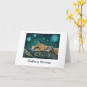 Celtic Fox Geburtstagskarte Karte (Gelbe Blume)